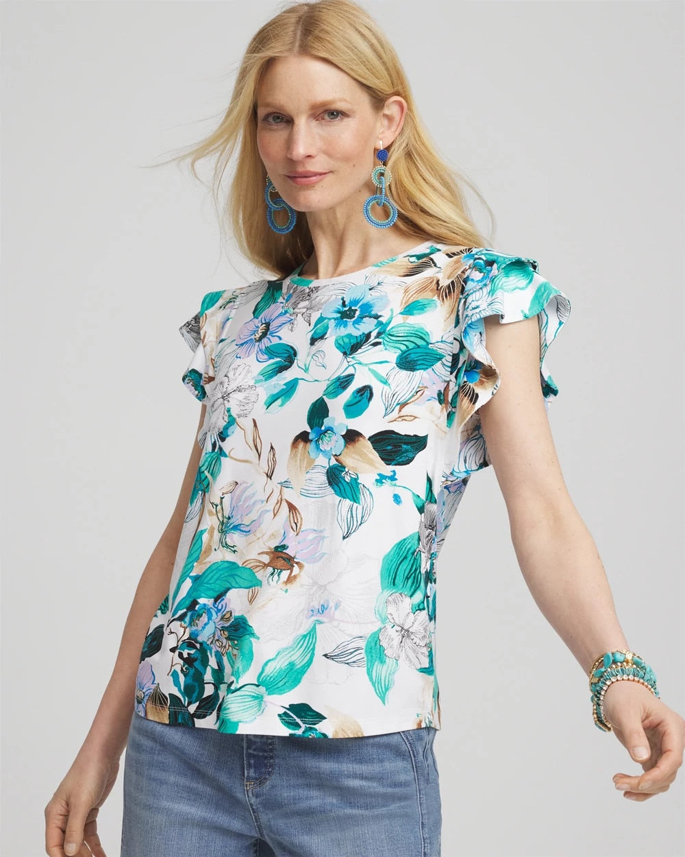 Chico's Touch of Cool™ Flutter Sleeve Tee ALABASTER