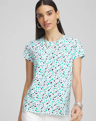 Chico's Polka-Dot Crewneck Perfect Tee ALABASTER