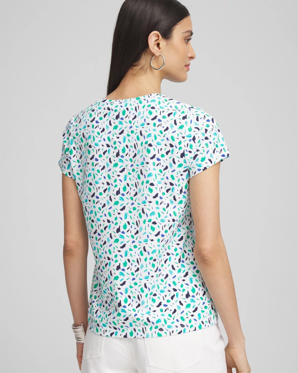 Chico's Polka-Dot Crewneck Perfect Tee ALABASTER
