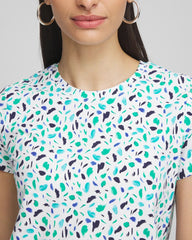 Chico's Polka-Dot Crewneck Perfect Tee ALABASTER