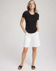 Chico's Jersey Knit Ruched Front Tee BLACK