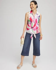 Chico's No Iron™ Bloom Linen Tie-Front Shirt CRUSHED BERRIES