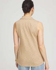 Chico's Slub Sleeveless Collared Tunic CAFE AROMA