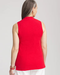 Chico's Textured Sleeveless V-Neck Tunic RED GLOW