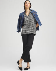 Chico's Graphic Slub V-Neck Tee BLACK