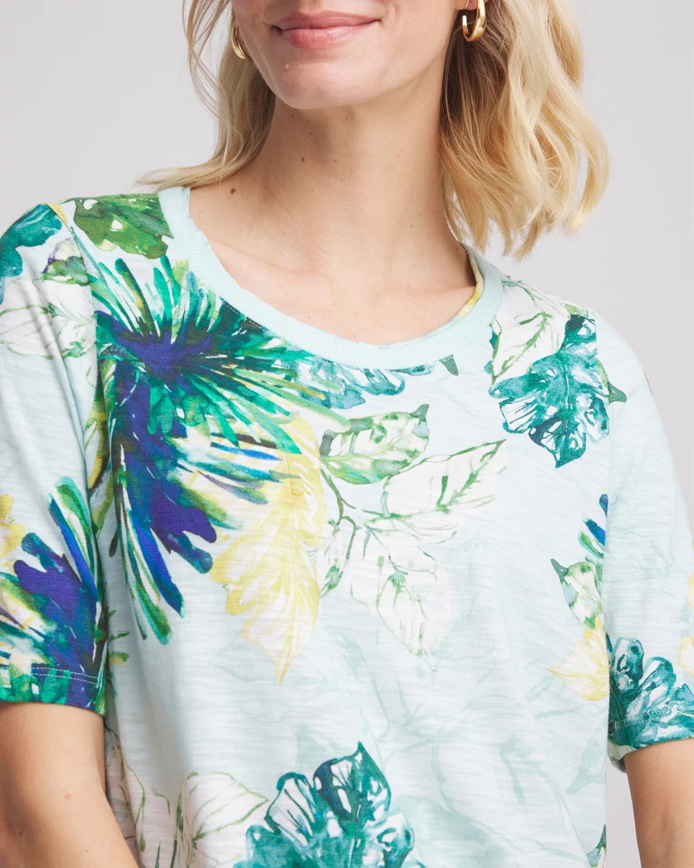Chico's Island Print Slub Short-Sleeve Tee TEAL WATERS