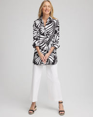 Chico's No Iron™ Printed Palms Button Down Tunic BLACK