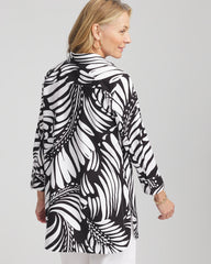 Chico's No Iron™ Printed Palms Button Down Tunic BLACK