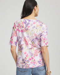 Chico's Tropical Floral Pima Tee GENTLE LAVENDER