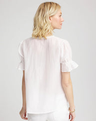 Chico's Pleated Cotton-Silk Shirt ALABASTER