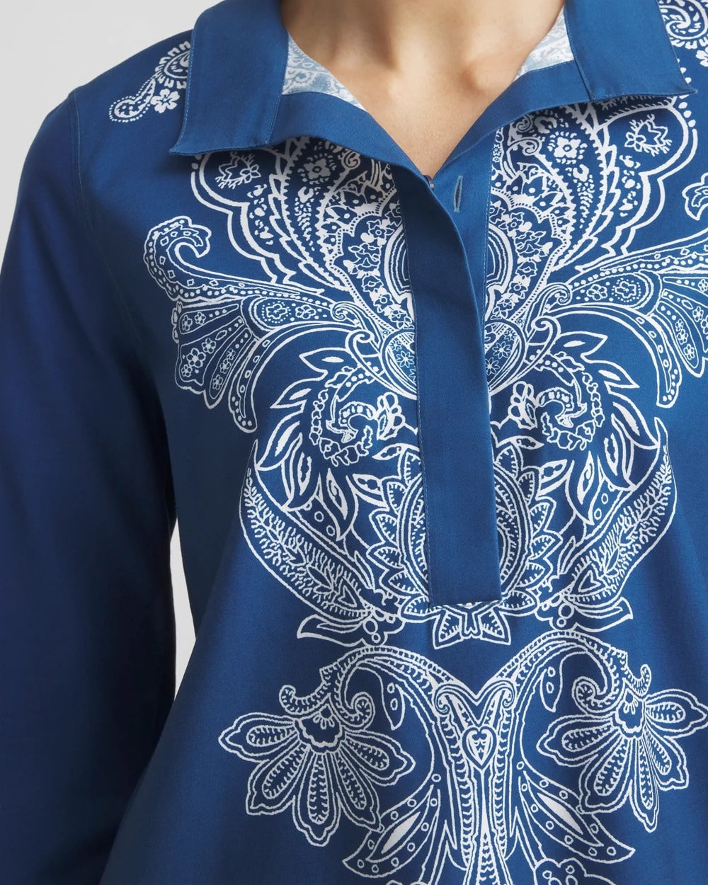 Chico's No Iron™ Paisley Buttonback Tunic SEAPORT