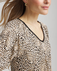 Chico's Leopard Braided Linen Top ECRU