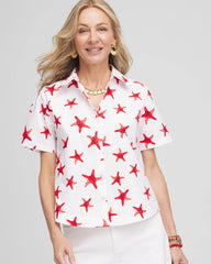 Chico's Starfish Short Sleeve Swing Shirt RED GLOW
