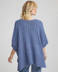 Chico's Open-Knit Splitneck Poncho BLUE LOTUS