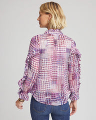 Chico's Gingham-Print Georgette Blouse GOOSEBERRY