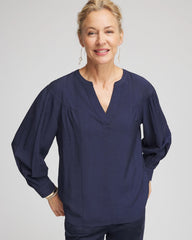 Chico's Woven Relaxed-Fit Shirt PASSPORT BLUE