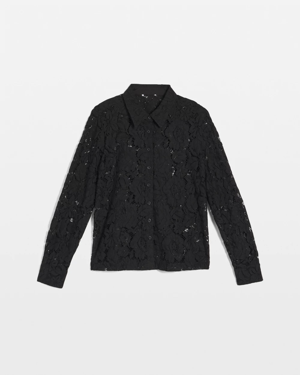 Chico's Classic-Fit Collared Lace Shirt BLACK