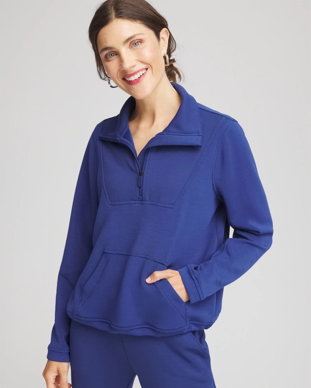 Chico's Zenergy® Ribbed Sweatshirt DARK HARBOR