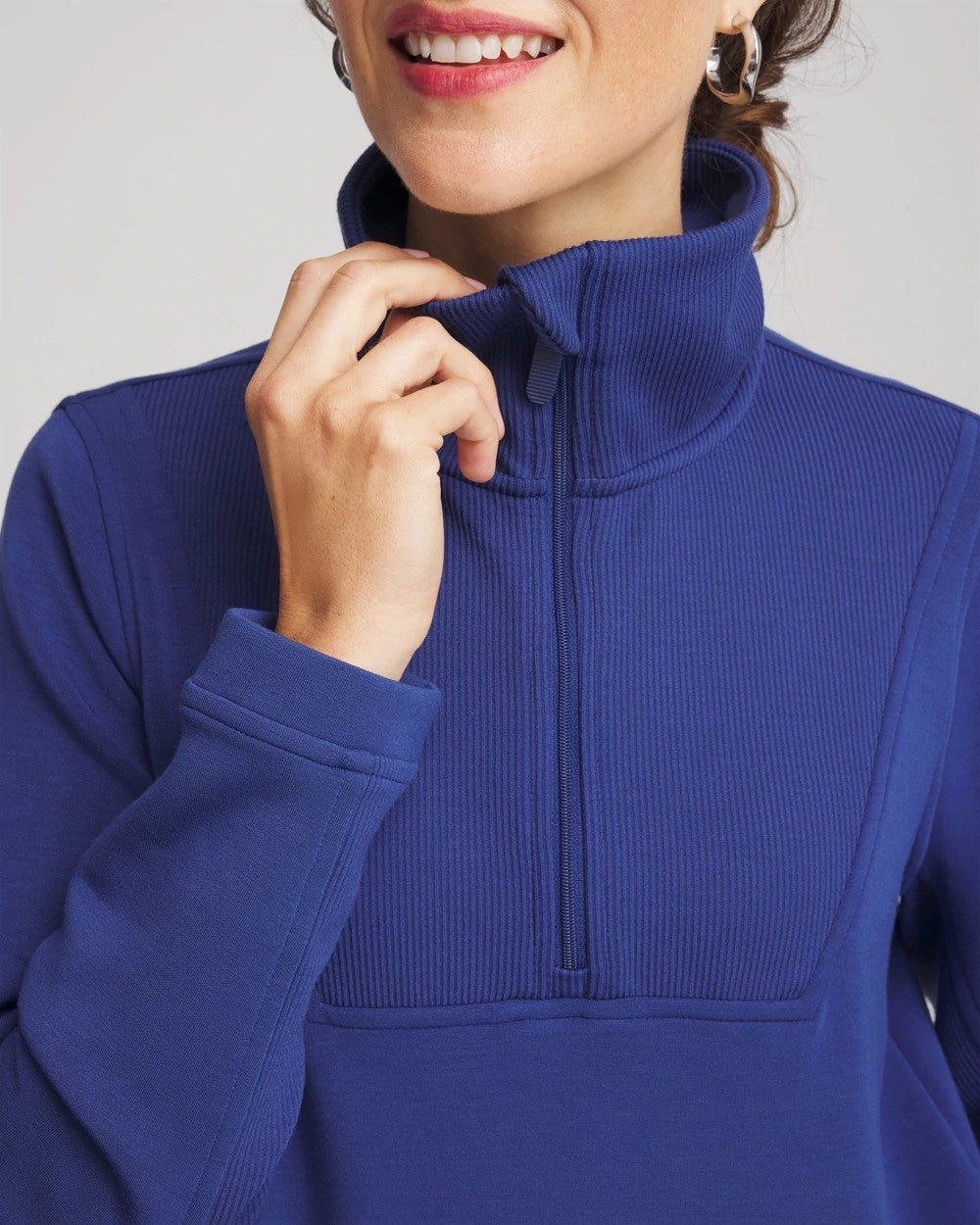 Chico's Zenergy® Ribbed Sweatshirt DARK HARBOR