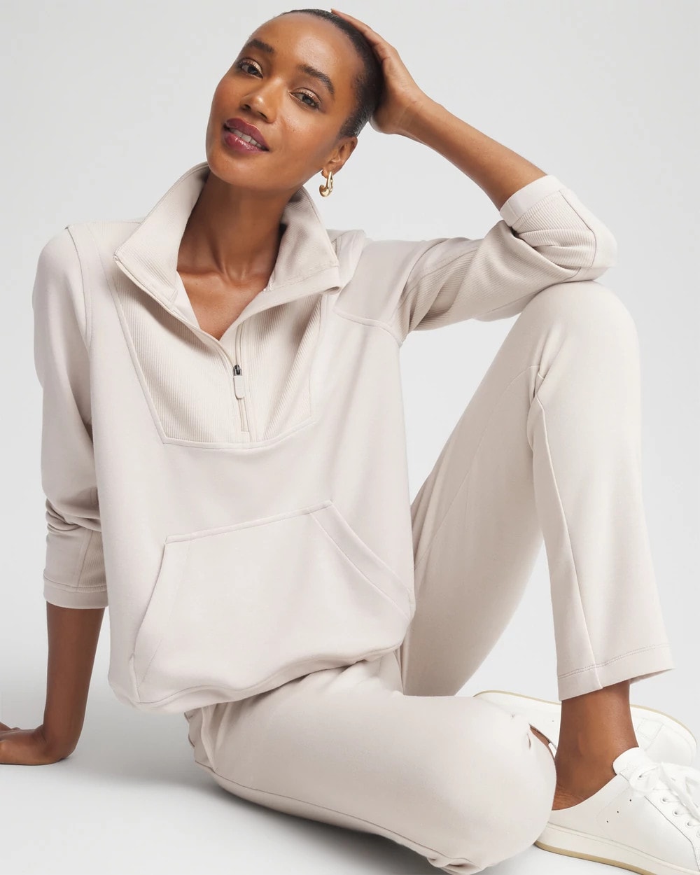 Chico's Zenergy® Ribbed Sweatshirt SMOKEY TAUPE