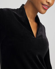 Chico's Travelers™ Velvet V-Neck Kimono Sleeve Top TRAVELERS BLACK