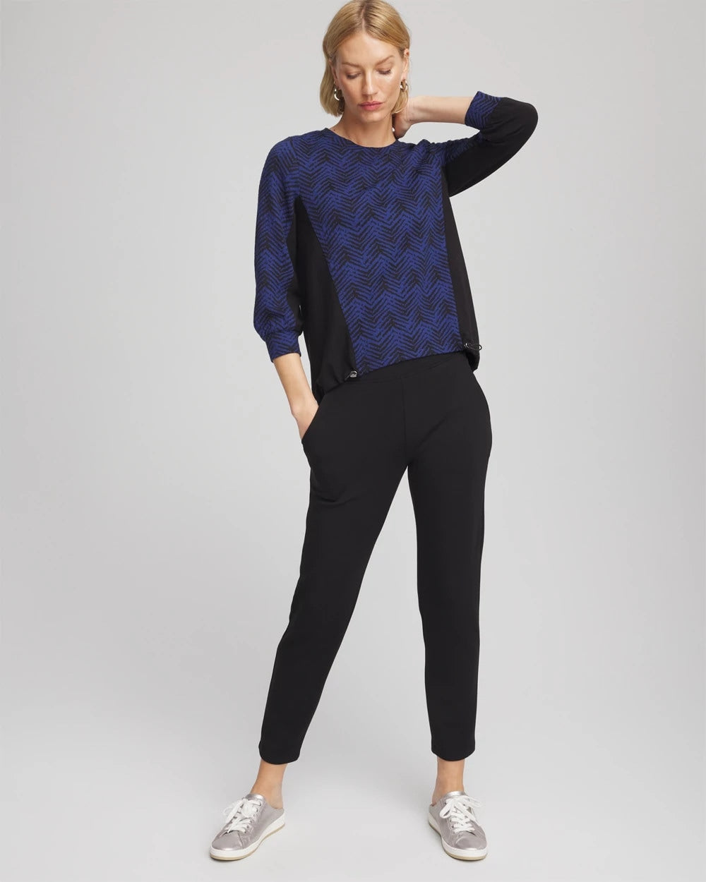 Chico's Zenergy® Jacquard Bungee Top DARK HARBOR