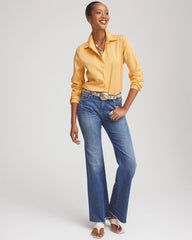 Chico's No Iron™ Stretch-Sateen Shirt GOLDEN CHAMOIS