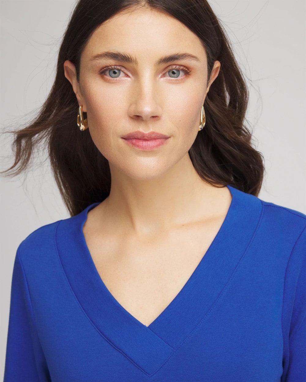 Chico's Pima Cotton 3/4 Sleeve Tee COBALT STONE