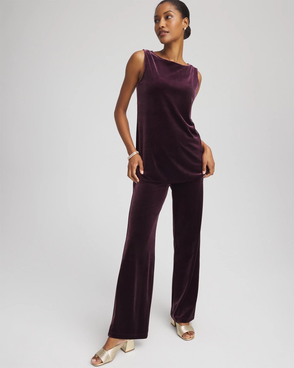 Chico's Travelers™ Velvet Side-Slit Tank NIGHT BLOOM