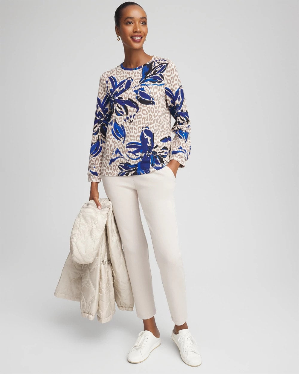 Chico's Zenergy® Soft Animal Print Top SMOKEY TAUPE