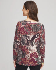 Chico's Printed Pima Cotton Bateau-Neck Tee ROCKY MOUNTAIN