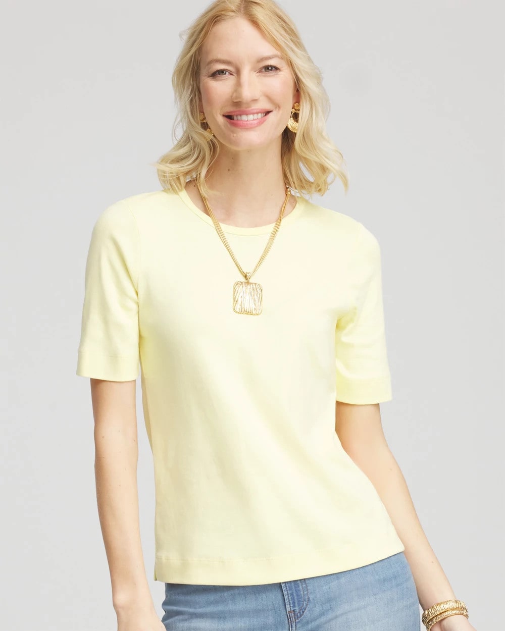 Chico's Classic Fit Pima Cotton Tee BRIGHT YELLOW