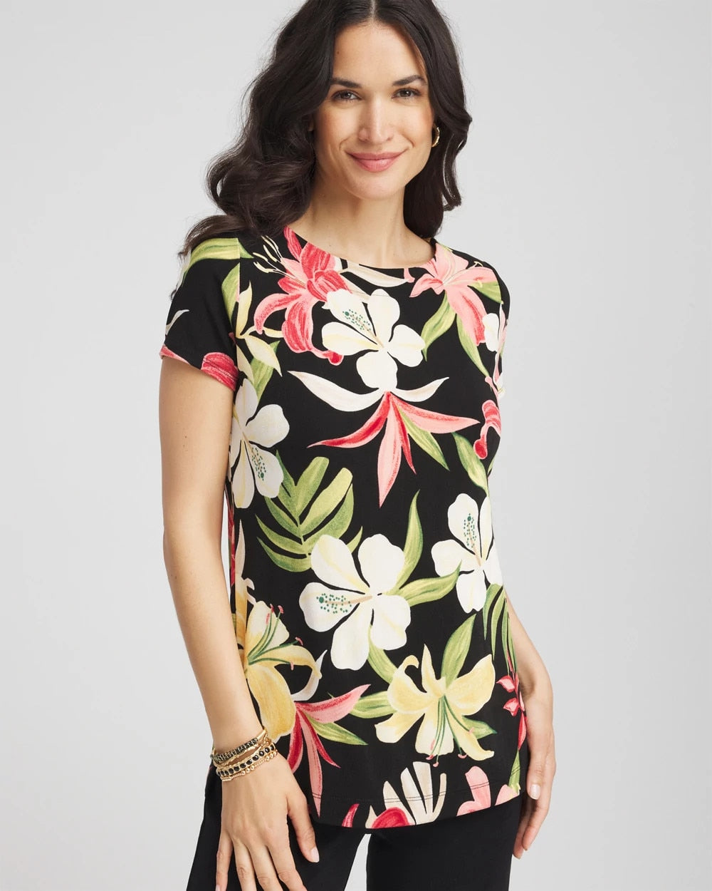 Chico's Travelers™ Tropical-Lily Tunic GOLDEN CHAMOIS