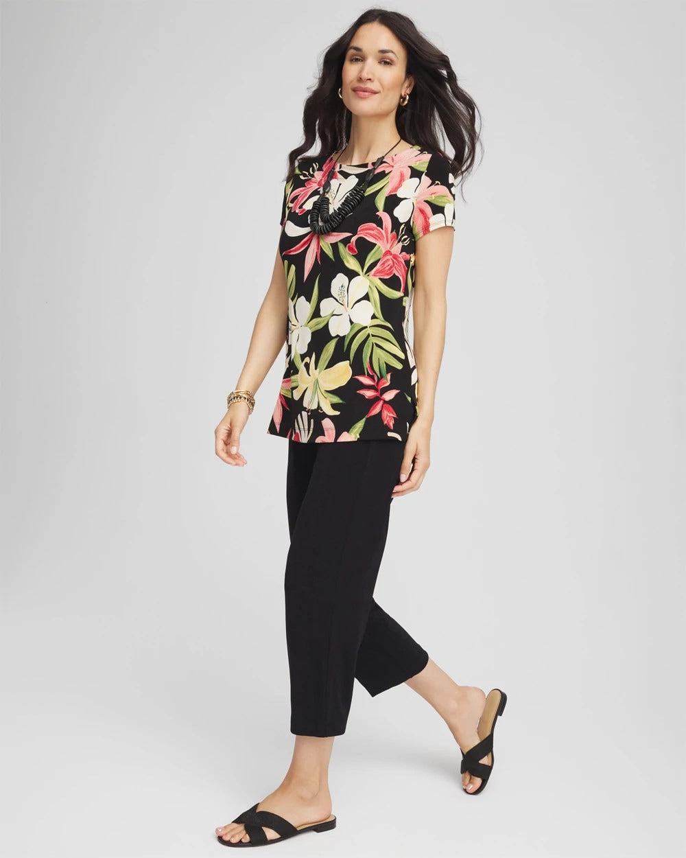 Chico's Travelers™ Tropical-Lily Tunic GOLDEN CHAMOIS