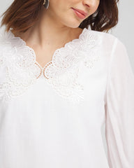 Chico's Embroidered Cutout Blouse ALABASTER