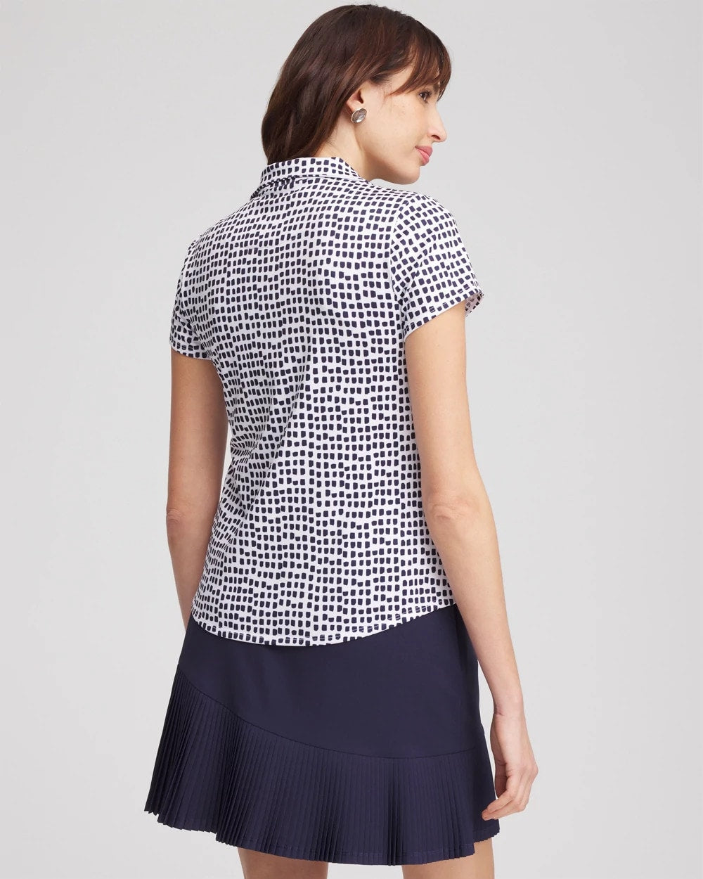 Chico's Zenergy® UPF Dots Mockneck Short-Sleeve Top PASSPORT BLUE