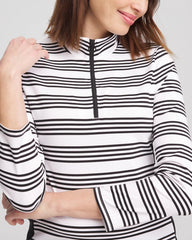 Chico's Zenergy® UPF Stripe Long Sleeve Top BLACK