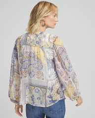 Chico's Artisanal Georgette Blouson-Sleeve Blouse BLUE LOTUS