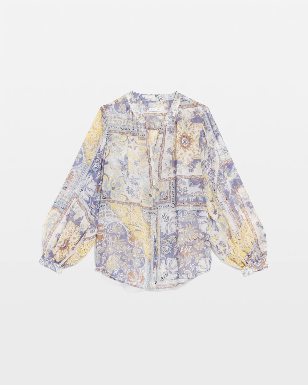 Chico's Artisanal Georgette Blouson-Sleeve Blouse BLUE LOTUS