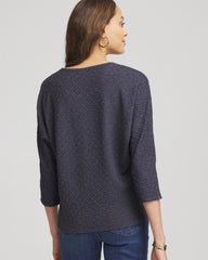 Chico's Textured Denim-Motif Tapered-Hem Top DENIM