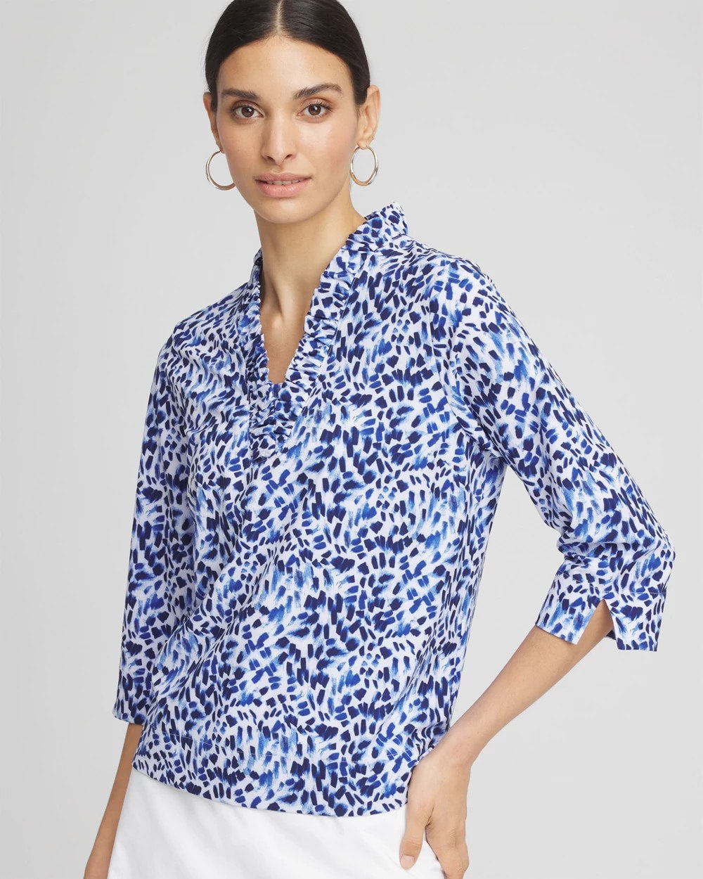 Chico's Zenergy® UPF V-Neck Ruffle Top RICH COBALT