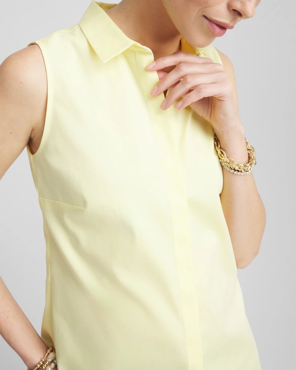 Chico's No Iron™ Sleeveless Sateen Shirt BRIGHT YELLOW
