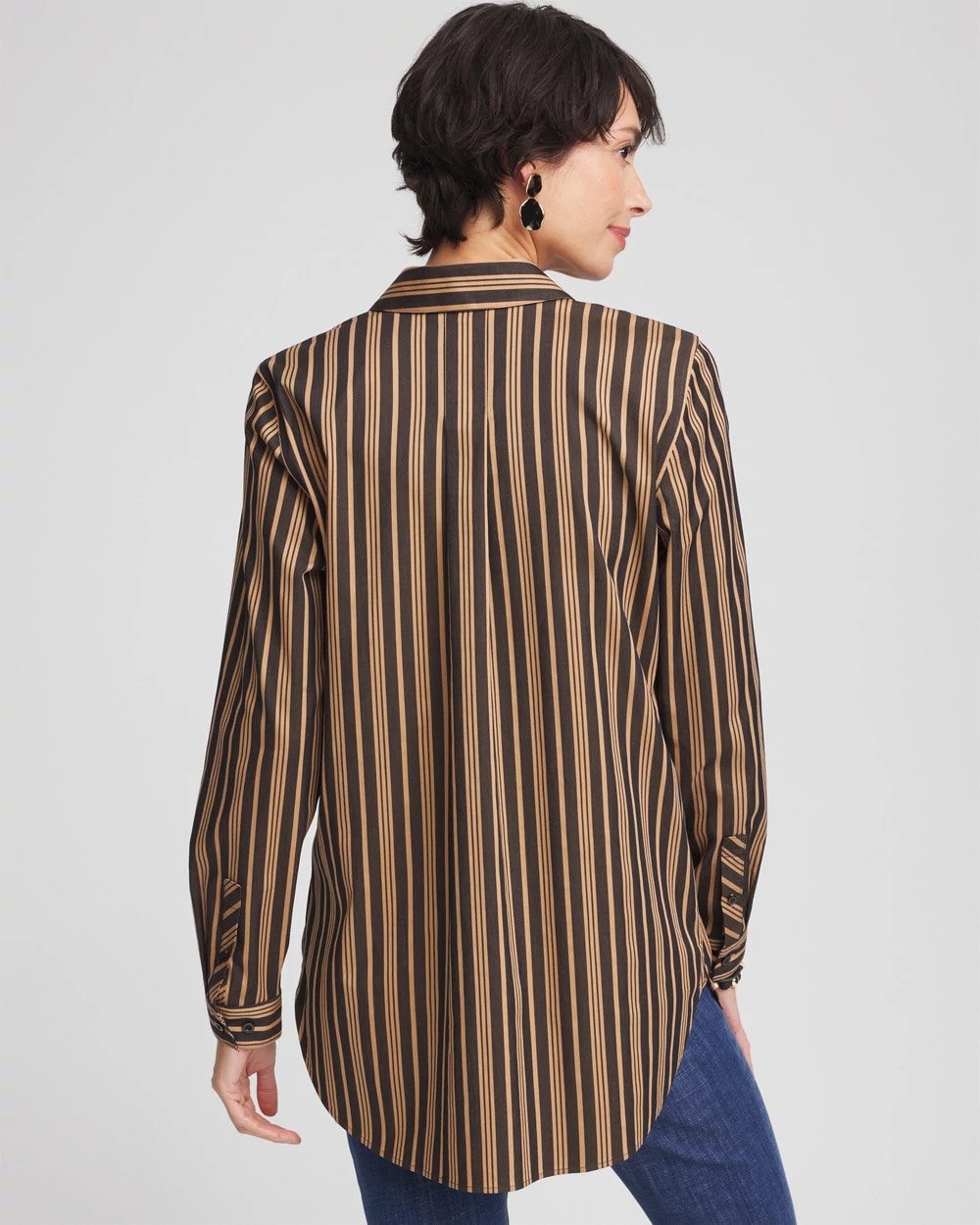 Chico's No Iron™ Stripe Tunic CAMEL/BLACK
