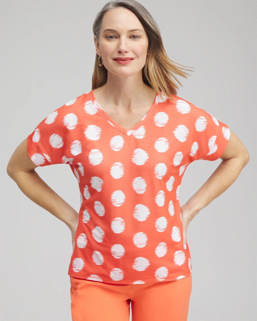 Chico's Zenergy® Dots Drop Shoulder Tee NECTARINE