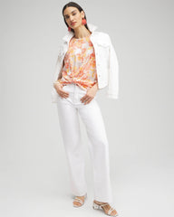 Chico's Floral Knot Front Tee SMOKEY TAUPE