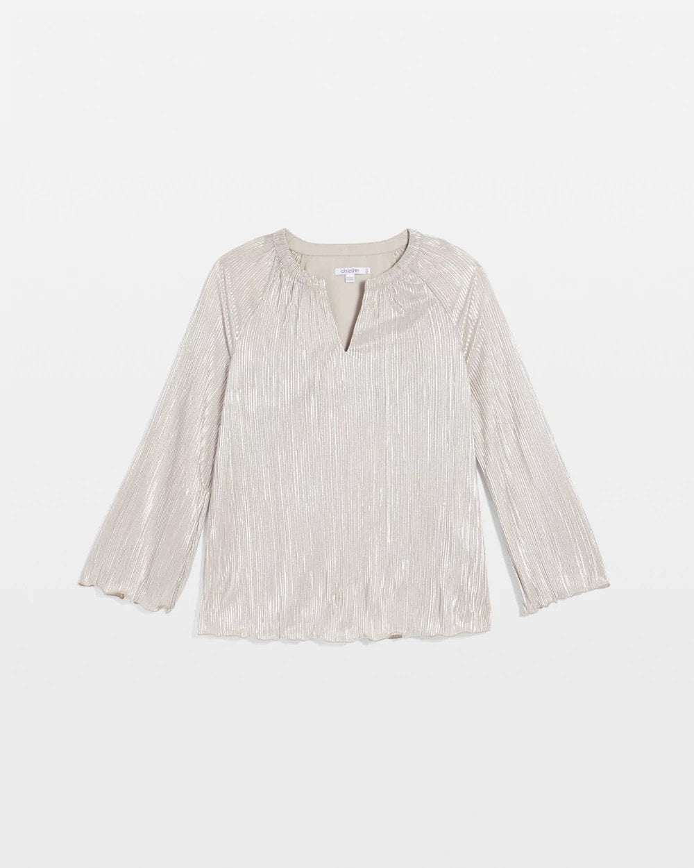 Chico's Foiled Pleated V-Neck Tee CHAMPAGNE