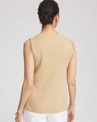 Chico's Sleeveless V-Neck Button Tank CAFE AROMA