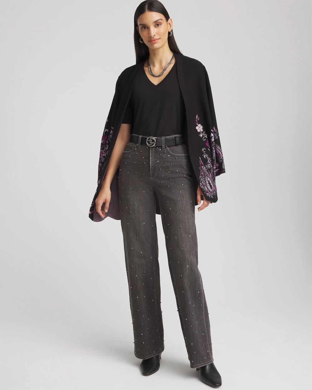 Chico's Elbow-Sleeve Perfect Tee BLACK