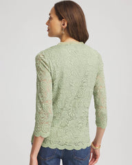 Chico's Lace Scallop-Hem Knit Tee SAGE MEADOW