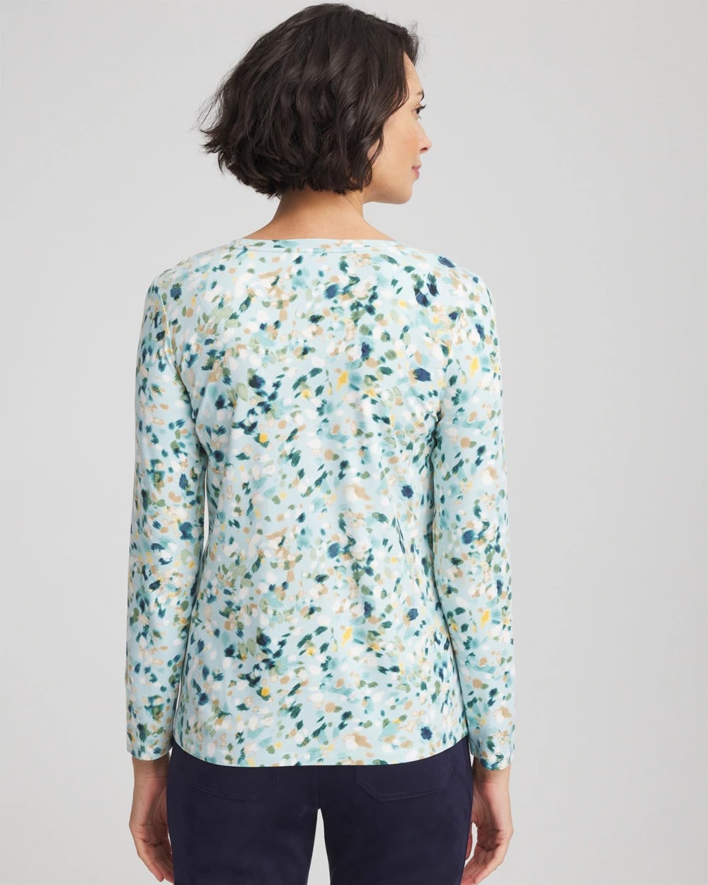 Chico's Printed Touch of Cool™ Layering Tee BLUE MENTHE